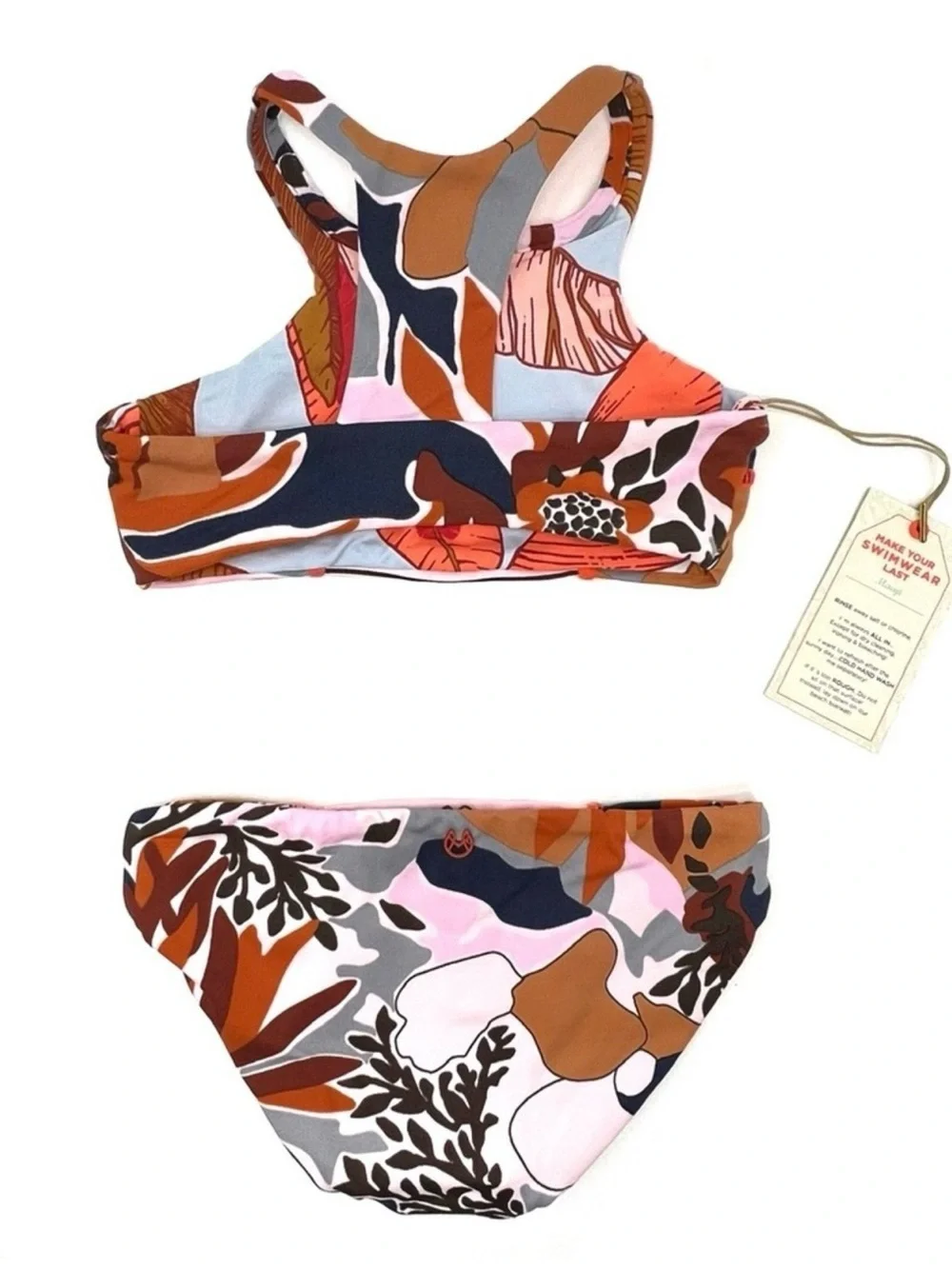 Maaji Girls Reversible Tankini Size 4 Racerback Bikini Tropical Stripes NWT